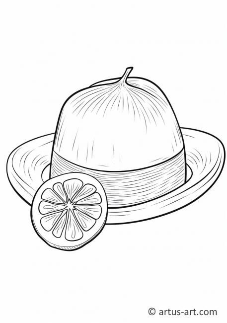 Kleurplaat van een grapefruit met een hoed